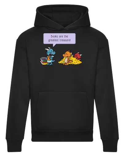 Books are the greatest treasure - Books, Bücher, Dragons, Drache, Dragon, Fantasy - Heavyweight Hoodie