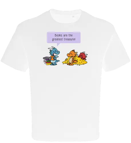 Books are the greatest treasure - Books, Bücher, Dragons, Drache, Dragon, Fantasy - Oversize T-Shirt