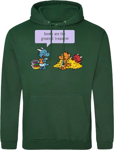 Books are the greatest treasure - Books, Bücher, Dragons, Drache, Dragon, Fantasy - Standard Hoodie