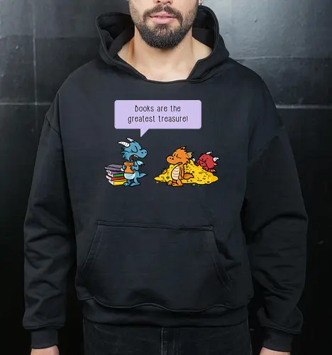 Books are the greatest treasure - Books, Bücher, Dragons, Drache, Dragon, Fantasy - Cropped Hoodie