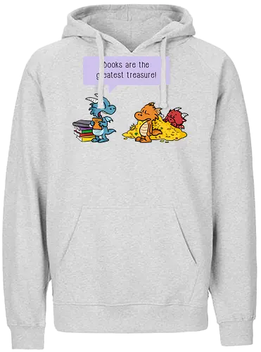 Books are the greatest treasure - Books, Bücher, Dragons, Drache, Dragon, Fantasy - Fairtrade Hoodie