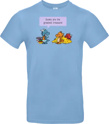 Books are the greatest treasure - Books, Bücher, Dragons, Drache, Dragon, Fantasy - Standard T-Shirt