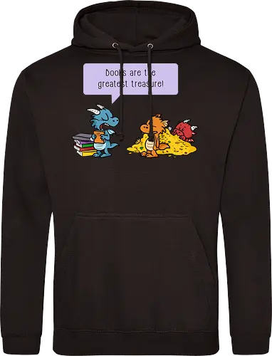 Books are the greatest treasure - Books, Bücher, Dragons, Drache, Dragon, Fantasy - Standard Hoodie