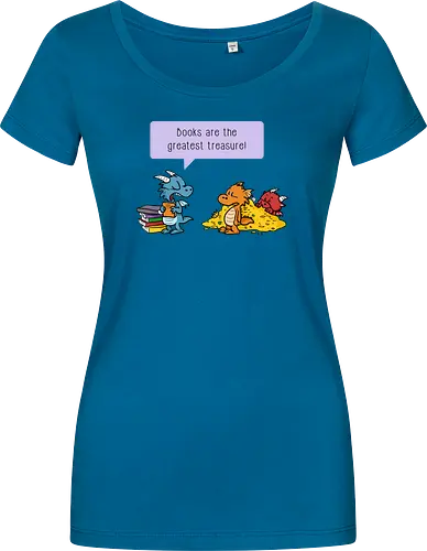 Books are the greatest treasure - Books, Bücher, Dragons, Drache, Dragon, Fantasy - Women T-Shirt
