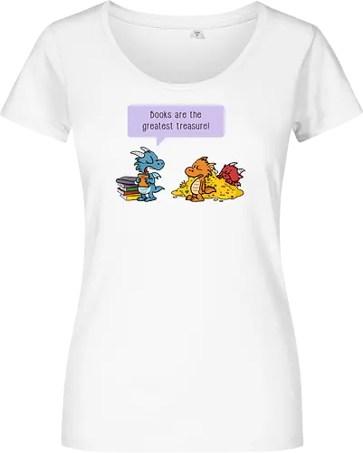 Books are the greatest treasure - Books, Bücher, Dragons, Drache, Dragon, Fantasy - Women T-Shirt
