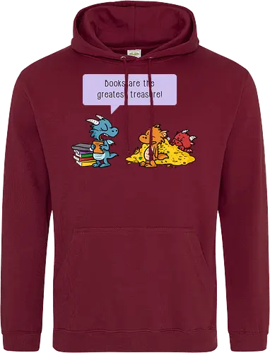 Books are the greatest treasure - Books, Bücher, Dragons, Drache, Dragon, Fantasy - Standard Hoodie