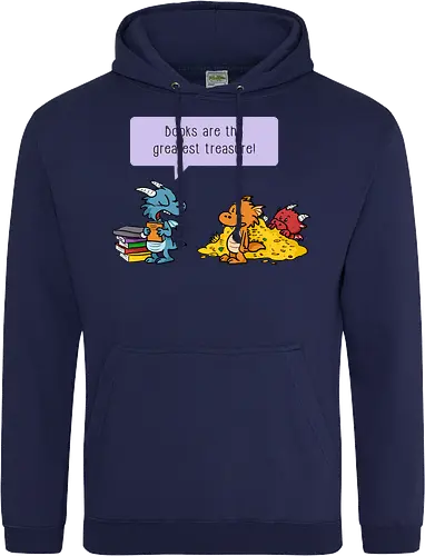 Books are the greatest treasure - Books, Bücher, Dragons, Drache, Dragon, Fantasy - Standard Hoodie