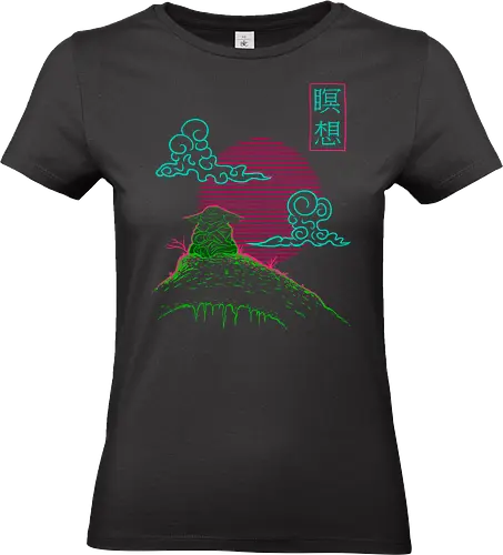 Dont Hate Meditate - sci fi, 80s, japanese, kanji, meditation, movies, nostalgia, retrowave, science fiction, spirituality, sunset, synthwave, vaporwave, yoga, zen - Standard T-Shirt (Women)
