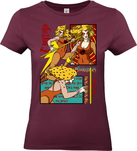 Cheetara – Dual Action Pose - cheetara, thunder cats, action pose, female hero, retro animation, 80s cartoon, warrior style, dynamic design - Standard T-Shirt (Women)