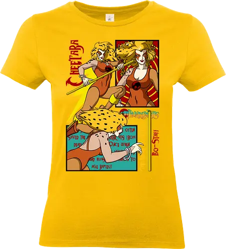 Cheetara – Dual Action Pose - cheetara, thunder cats, action pose, female hero, retro animation, 80s cartoon, warrior style, dynamic design - Standard T-Shirt (Women)