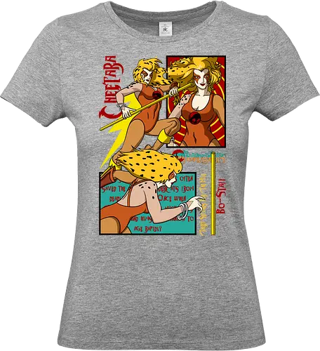Cheetara – Dual Action Pose - cheetara, thunder cats, action pose, female hero, retro animation, 80s cartoon, warrior style, dynamic design - Standard T-Shirt (Women)