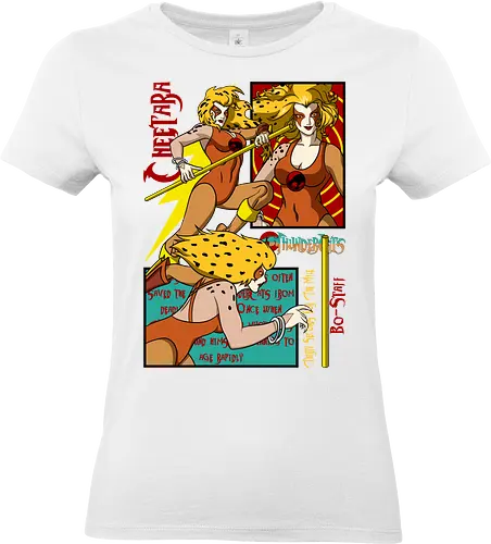 Cheetara – Dual Action Pose - cheetara, thunder cats, action pose, female hero, retro animation, 80s cartoon, warrior style, dynamic design - Standard T-Shirt (Women)