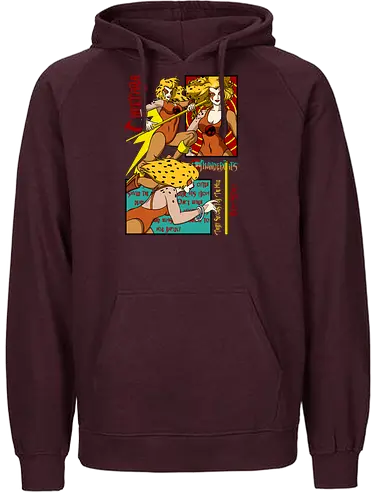 Cheetara – Dual Action Pose - cheetara, thunder cats, action pose, female hero, retro animation, 80s cartoon, warrior style, dynamic design - Fairtrade Hoodie