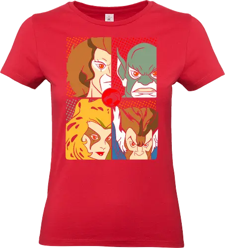 ThunderCats – Split Clash - thundercats, character faces, hero vs villain, retro cartoon, 80s style, split design, comic layout, iconic look - Standard T-Shirt (Women)