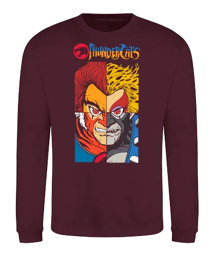 ThunderCats – Heroes Faces - thundercats, rivals, hero villain, retro cartoon, 80s animation, face design, comic art, nostalgic style - Sweatshirt