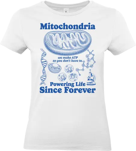 Mitochondria - mitochondria, atp, bacteria, biology, cell biology, dna, laboratory, microbiology, mitochondria disease, retro, science, stem, teacher, vintage, chemistry - Standard T-Shirt (Women)