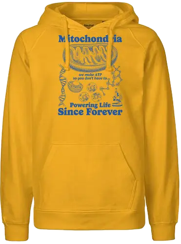 Mitochondria - mitochondria, atp, bacteria, biology, cell biology, dna, laboratory, microbiology, mitochondria disease, retro, science, stem, teacher, vintage, chemistry - Fairtrade Hoodie