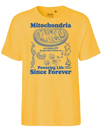 Mitochondria - mitochondria, atp, bacteria, biology, cell biology, dna, laboratory, microbiology, mitochondria disease, retro, science, stem, teacher, vintage, chemistry - Fairtrade T-Shirt