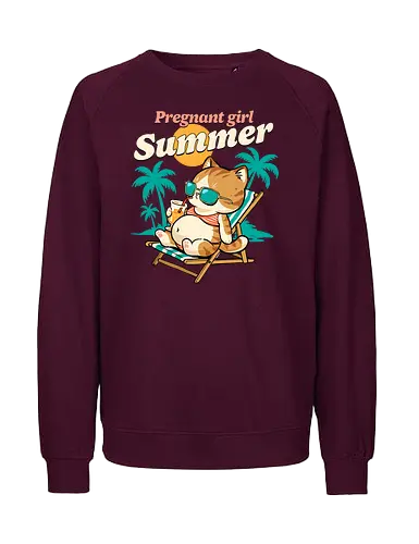 Pregnant Girl Summer - pregnant girl summer, baby shower, beach, beaching not teaching, coming soon, mom to be, mommy, motherhood, mothers day, pregnancy, pregnancy announcement, pregnancy reveal, summer, sunshine, vacation - Fairtrade Sweatshirt