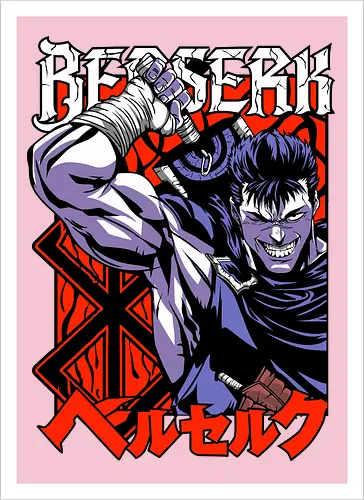 Guts Berserker Rage - berserk, guts, berserker armor, dark anime, sword warrior, manga art, dark fantasy, anime battle - Artprint
