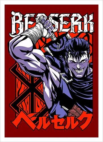 Guts Berserker Rage - berserk, guts, berserker armor, dark anime, sword warrior, manga art, dark fantasy, anime battle - Artprint