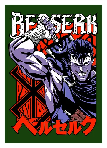 Guts Berserker Rage - berserk, guts, berserker armor, dark anime, sword warrior, manga art, dark fantasy, anime battle - Artprint