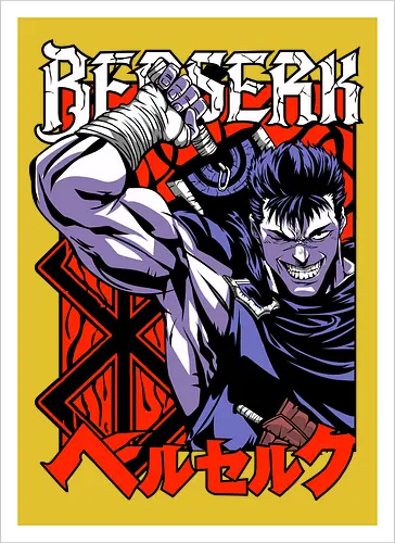 Guts Berserker Rage - berserk, guts, berserker armor, dark anime, sword warrior, manga art, dark fantasy, anime battle - Artprint