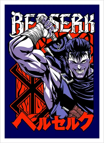 Guts Berserker Rage - berserk, guts, berserker armor, dark anime, sword warrior, manga art, dark fantasy, anime battle - Artprint