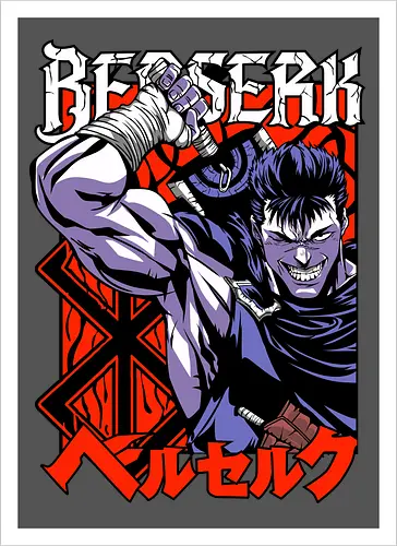 Guts Berserker Rage - berserk, guts, berserker armor, dark anime, sword warrior, manga art, dark fantasy, anime battle - Artprint