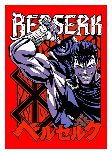 Guts Berserker Rage - berserk, guts, berserker armor, dark anime, sword warrior, manga art, dark fantasy, anime battle - Artprint