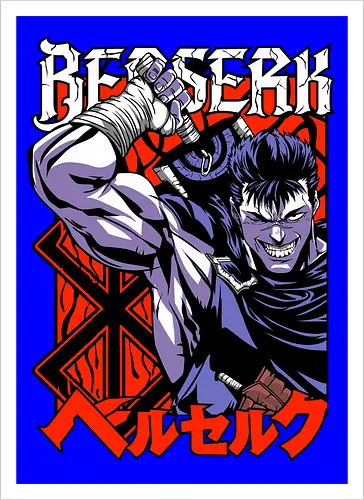 Guts Berserker Rage - berserk, guts, berserker armor, dark anime, sword warrior, manga art, dark fantasy, anime battle - Artprint