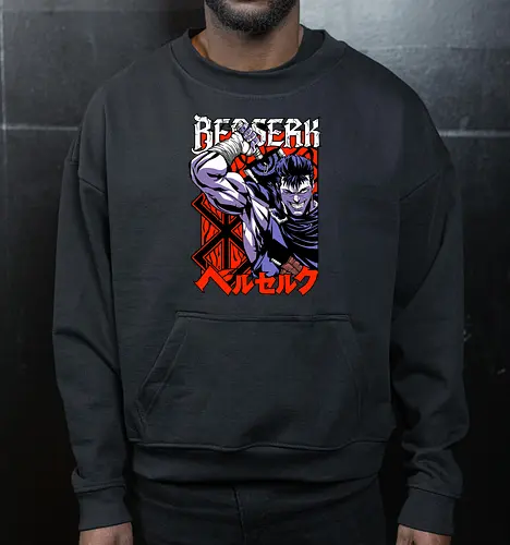Guts Berserker Rage - berserk, guts, berserker armor, dark anime, sword warrior, manga art, dark fantasy, anime battle - Cropped Sweatshirt