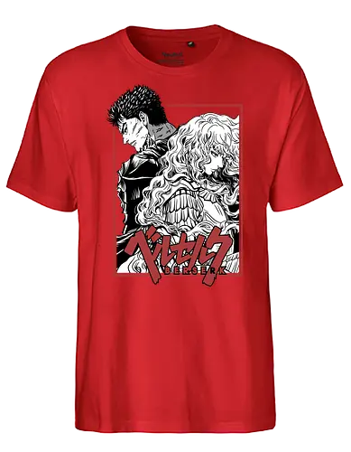 Guts & Griffith Twisted Fate - berserk, guts, griffith, anime rivalry, dark fantasy, manga scene, tragic bond, seinen anime - Fairtrade T-Shirt