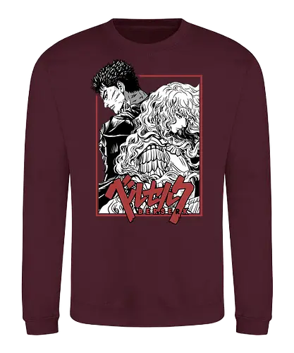 Guts & Griffith Twisted Fate - berserk, guts, griffith, anime rivalry, dark fantasy, manga scene, tragic bond, seinen anime - Sweatshirt
