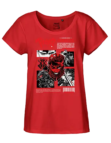 Dark Resolve - berserk, guts, black white anime, manga panel, dark warrior, sword fighter, anime art, seinen anime - Fairtrade Girl Shirt