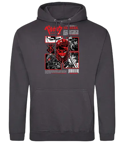 Dark Resolve - berserk, guts, black white anime, manga panel, dark warrior, sword fighter, anime art, seinen anime - Standard Hoodie