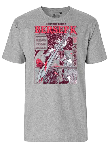 Dragonslayer Strike - berserk, guts, giant sword, dragonslayer, anime warrior, dark fantasy, manga art, battle scene - Fairtrade T-Shirt