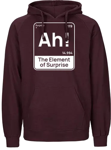 Lustiges Chemie-Design – Element der Überraschung „Ah“ Geek Humor - lustige chemie, element der überraschung, geek humor, nerd witz, wissenschaft humor, chemie liebhaber, periodensystem, kluger humor, labor leben, lehrer humor, stem humor, geek geschenkidee, wissenschaft witz, nerd kultur, chemie design - Fairtrade Hoodie