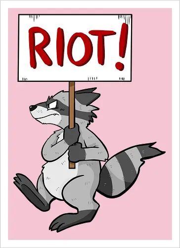 Riot Raccoon Neu - Raccoon, Waschbär, Demo - Artprint