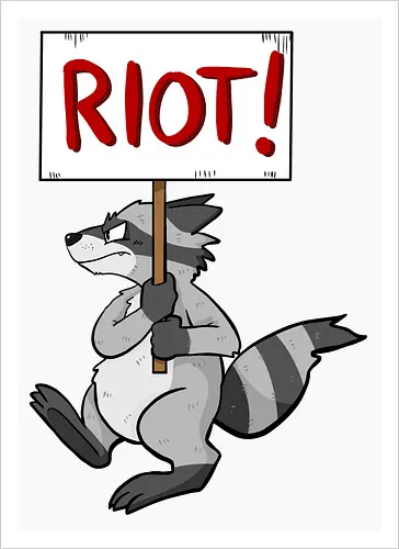 Riot Raccoon Neu - Raccoon, Waschbär, Demo - Artprint