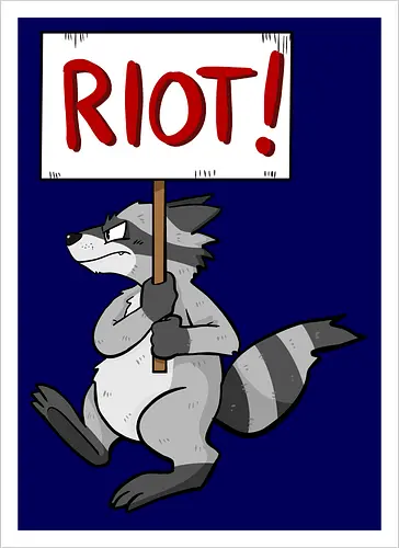 Riot Raccoon Neu - Raccoon, Waschbär, Demo - Artprint