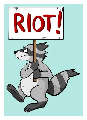 Riot Raccoon Neu - Raccoon, Waschbär, Demo - Artprint