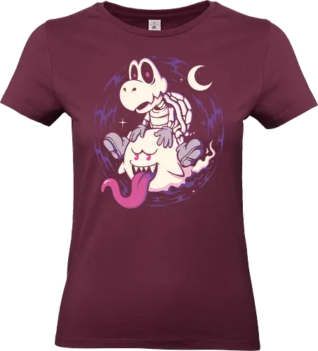 Ghost Ride Buddies - ghost, spooky, halloween, horror, game, gamer, cute, kawaii, creepy, boo, retro, arcade, geek, nerd, dark, cartoon, fun, character, pop, alt - Standard T-Shirt (Women)