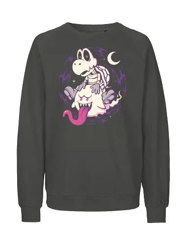 Ghost Ride Buddies - ghost, spooky, halloween, horror, game, gamer, cute, kawaii, creepy, boo, retro, arcade, geek, nerd, dark, cartoon, fun, character, pop, alt - Fairtrade Sweatshirt