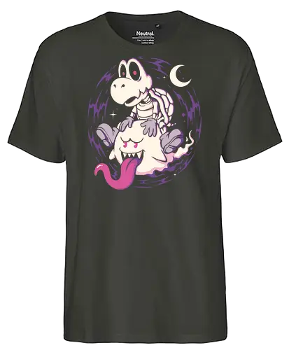 Ghost Ride Buddies - ghost, spooky, halloween, horror, game, gamer, cute, kawaii, creepy, boo, retro, arcade, geek, nerd, dark, cartoon, fun, character, pop, alt - Fairtrade T-Shirt