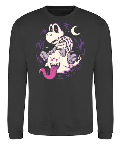 Ghost Ride Buddies - ghost, spooky, halloween, horror, game, gamer, cute, kawaii, creepy, boo, retro, arcade, geek, nerd, dark, cartoon, fun, character, pop, alt - Sweatshirt