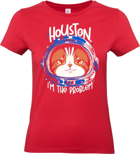 Houston Mood Problem - cat, space, astronaut, scifi, geek, nerd, humor, funny, meme, galaxy, universe, tech, future, cosmic, cartoon, pop, design, cool, attitude, trendy - Standard T-Shirt (Women)