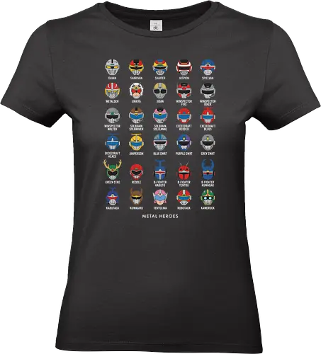 Metal Heroes: The Ultimate Tokusatsu Collection - Metal Heroes, Tokusatsu, Space Sheriff Gavan, Jaspion, retro Japanese sci-fi, classic sentai, 80s tokusatsu, retro hero helmets, Japanese action show, retro anime fan art - Standard T-Shirt (Women)