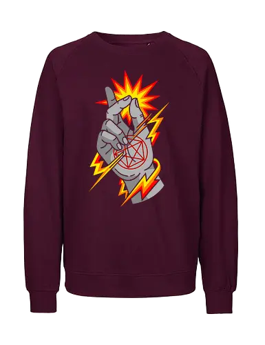 Snap of the Occult: Elemental Magic - Occult pentagram, magic snap, arcane energy, esoteric art, witchy aesthetic, supernatural graphic, dark magic symbol, gothic streetwear, comic book magic, mystical hand sign - Fairtrade Sweatshirt
