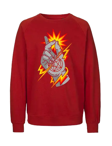 Snap of the Occult: Elemental Magic - Occult pentagram, magic snap, arcane energy, esoteric art, witchy aesthetic, supernatural graphic, dark magic symbol, gothic streetwear, comic book magic, mystical hand sign - Fairtrade Sweatshirt